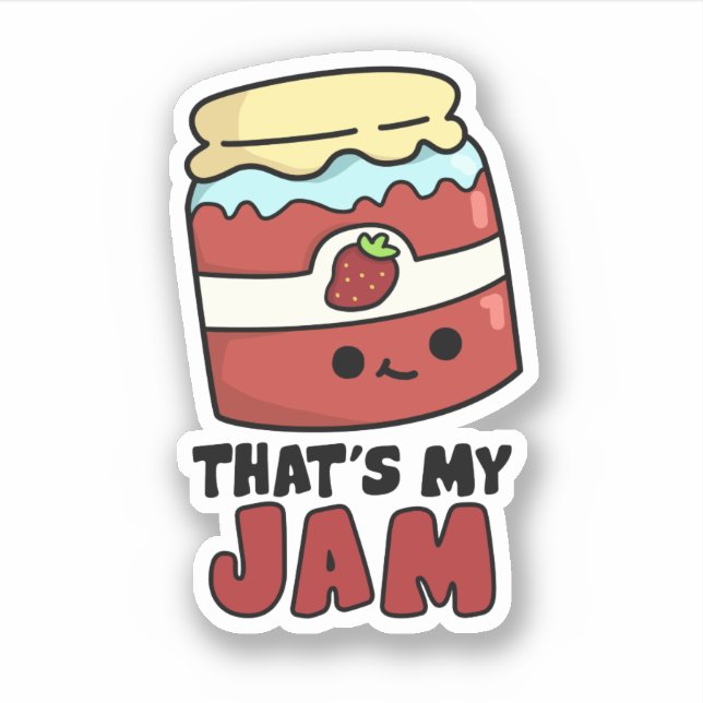 That's My Jam Funny Jar of Jam Pun  Sticker (Front)
