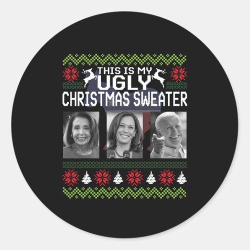 Thats One Ugly Christmas Sweater Joe Biden Harris Classic Round Sticker