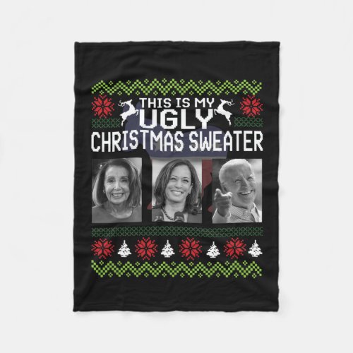 Thats One Ugly Christmas Sweater Joe Biden Harris Fleece Blanket