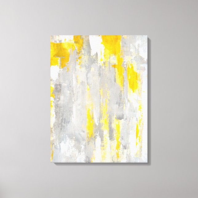 'That's Random' Grey and Yellow Abstract Art Canvas Print (Front)