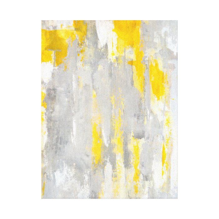 'That's Random' Grey and Yellow Abstract Art Canvas Print | Zazzle