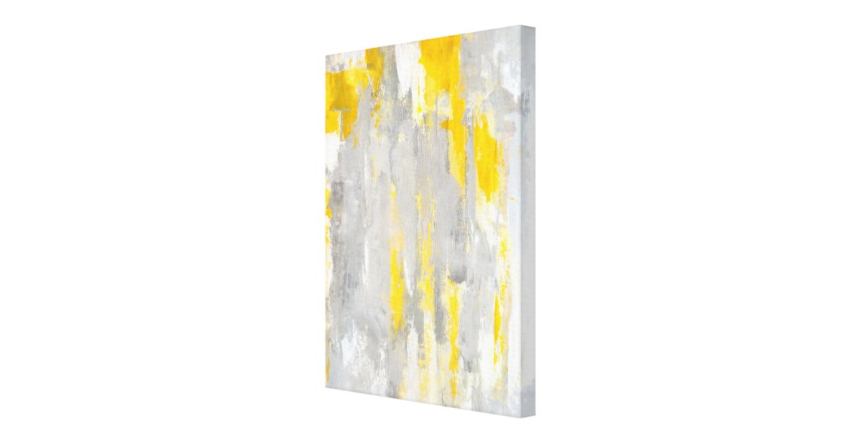 'That's Random' Grey and Yellow Abstract Art Canvas Print | Zazzle