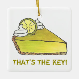 THAT'S THE KEY Florida Lime Pie Slice Foodie Ceramic Ornament