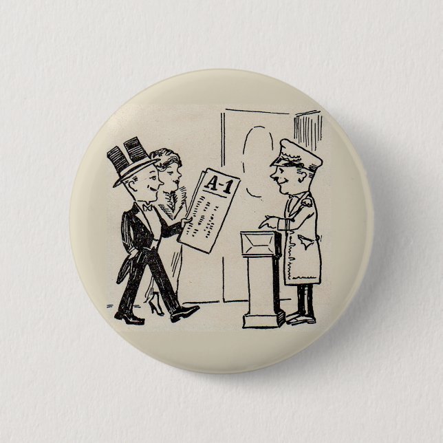 That's the Ticket - 1920s theatre cartoon Button (Front)