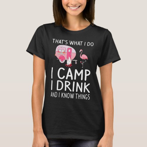 Thats What I Do I Camp I Drink Wine Flamingo Campi T_Shirt
