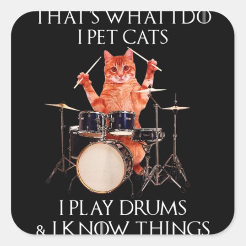 Thats What I Do I Pet Cats Play Drums Square Sticker
