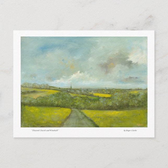 Thaxted Church and Windmill Postcard (Front)