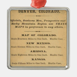 Thayer's map of Colorado Metal Ornament