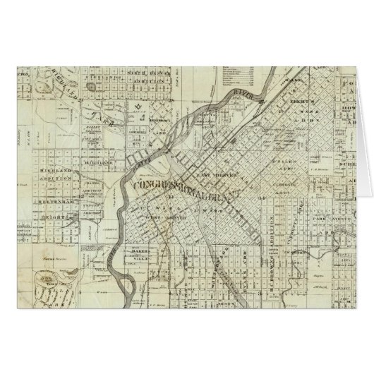 Thayer's Map of Denver Colorado Cards (Front Horizontal)
