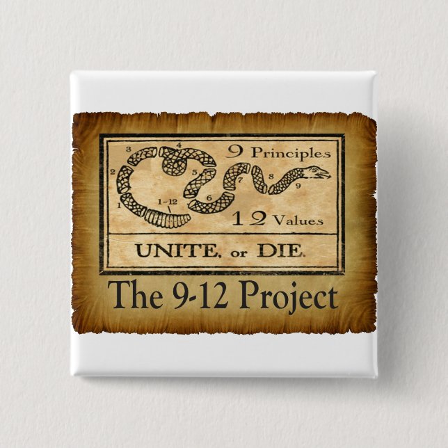 the912project.com unite or die pinback button (Front)