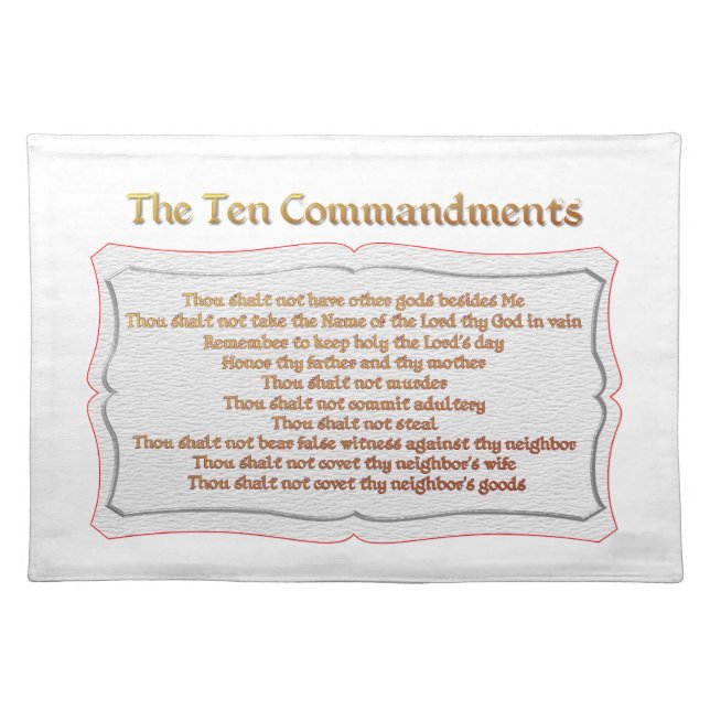 The 10 Commandments Cloth Placemat (Front)