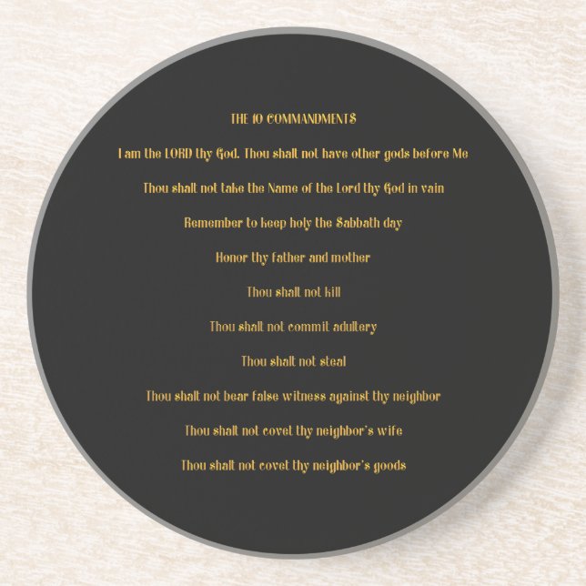 The 10 Commandments Drink Coaster (Front)