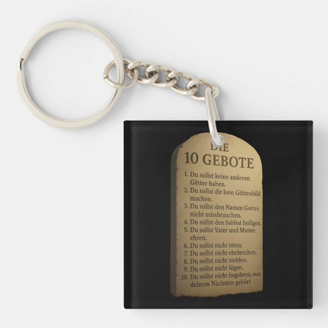 "The 10 Commandments - God's instruction in stone" Keychain (Front)