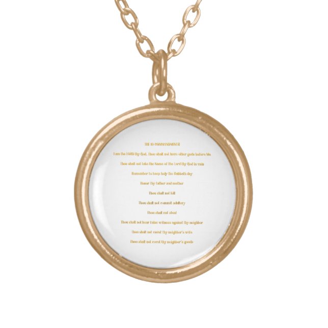 The 10 Commandments Gold Plated Necklace (Front)