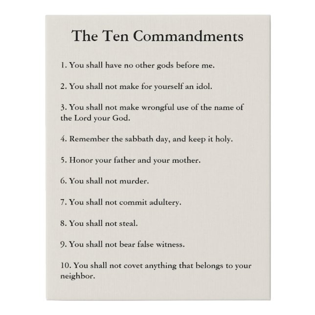 The 10 Commandments Methodist Home & Office Faux Canvas Print (Front)
