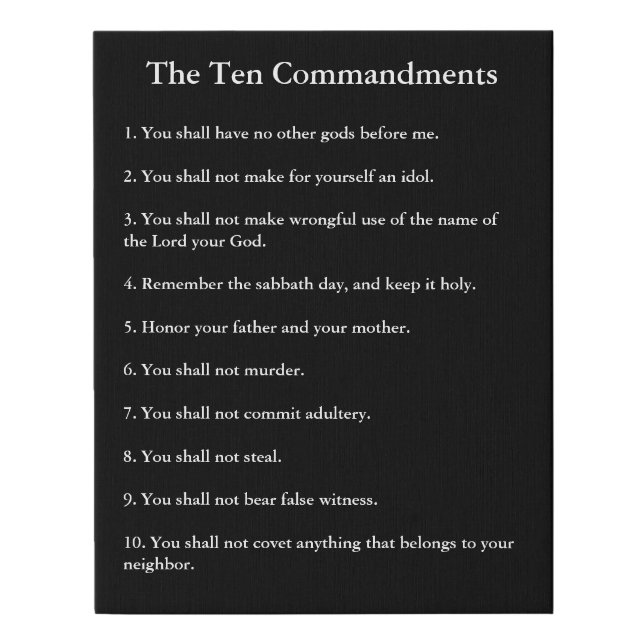 The 10 Commandments Methodist Home & Office Faux Canvas Print (Front)