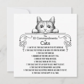 The 10 Commandments of Cats Funny Card