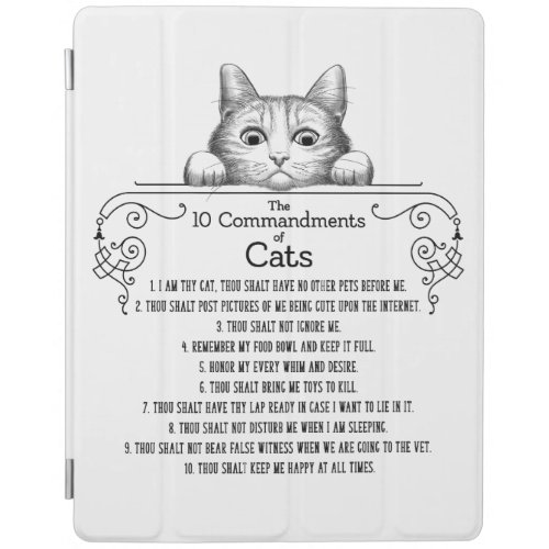 The 10 Commandments of Cats Funny iPad Smart Cover