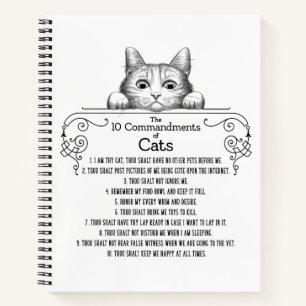 The 10 Commandments of Cats Funny Notebook