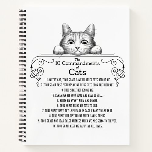 The 10 Commandments of Cats Funny Notebook