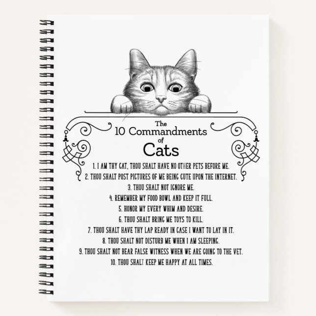 The 10 Commandments of Cats Funny Notebook (Front)