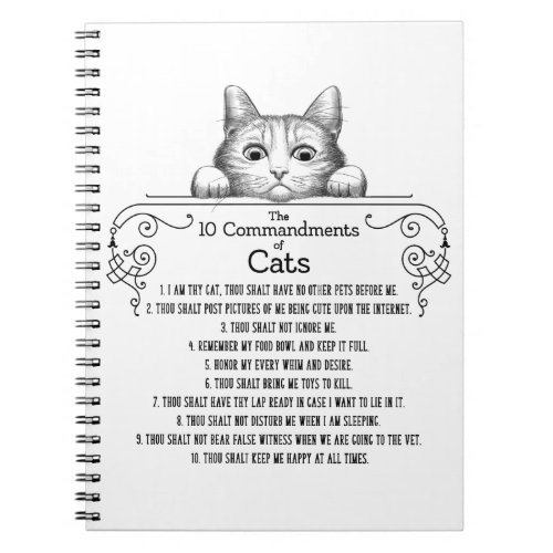 The 10 Commandments of Cats Funny Notebook