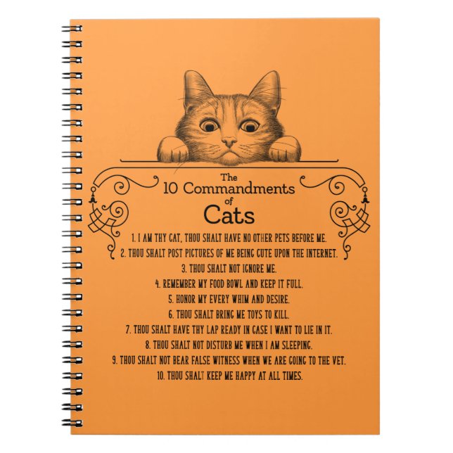 The 10 Commandments of Cats Funny Notebook (Front)