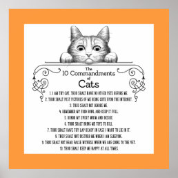 The 10 Commandments of Cats Funny Poster