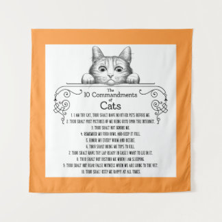 The 10 Commandments of Cats Funny Tapestry