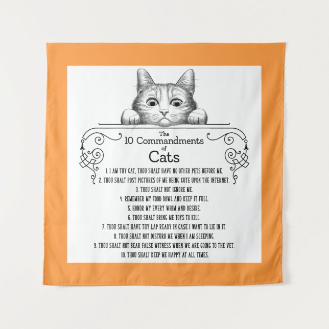 The 10 Commandments of Cats Funny Tapestry (Front)