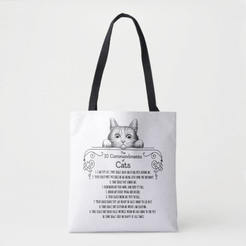 The 10 Commandments of Cats Funny Tote Bag