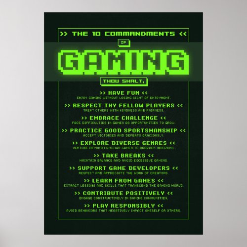 The 10 Commandments of Gaming Poster