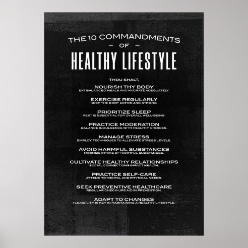 The 10 Commandments of Healthy Lifestyle Poster