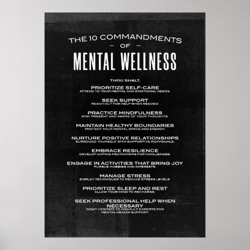 The 10 Commandments of Mental Wellness Poster