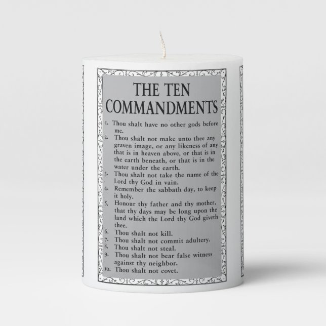 The 10 Commandments Pillar Candle (Front)