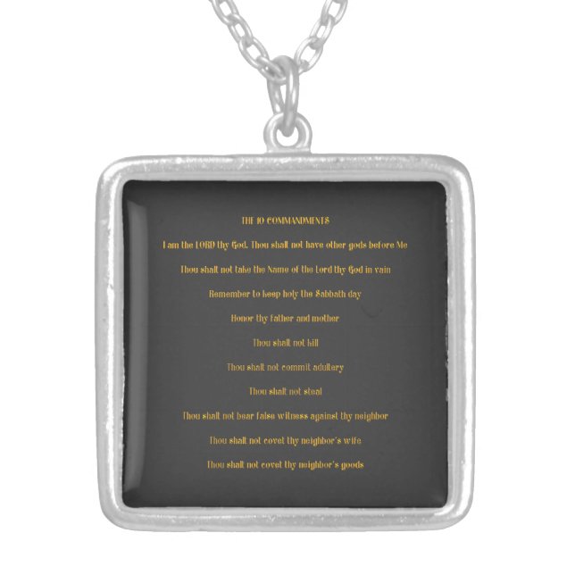 The 10 Commandments Silver Plated Necklace (Front)