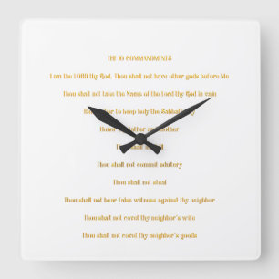 The 10 Commandments Square Wall Clock