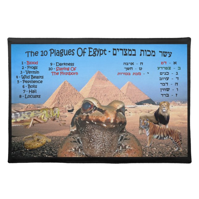 The 10 Plagues Of Egypt - Hebrew & English Placemat (Front)
