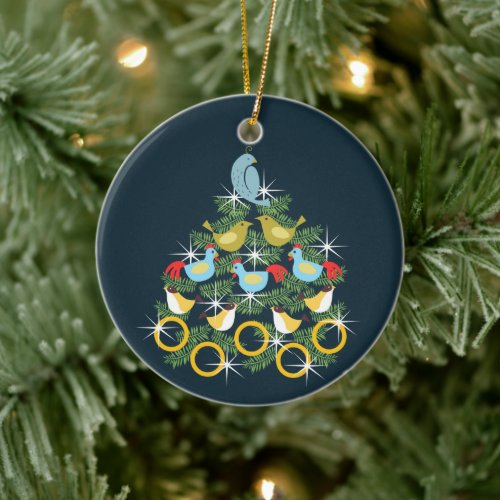 the 12 days of  Christmas Ceramic Ornament