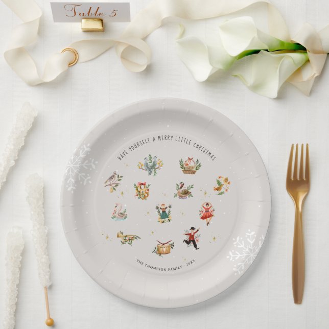 The 12 Days of Christmas | Holiday Photo Paper Plates (Wedding)