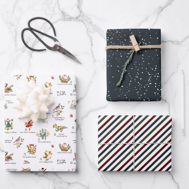 The 12 Days of Christmas | Holiday Wrapping Paper Sheets (Front)