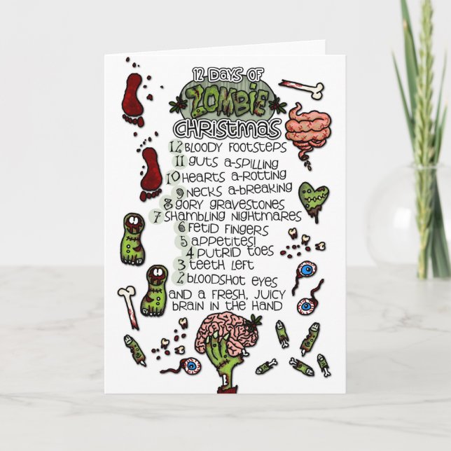 The 12 Days of Zombie Christmas Holiday Card (Front)