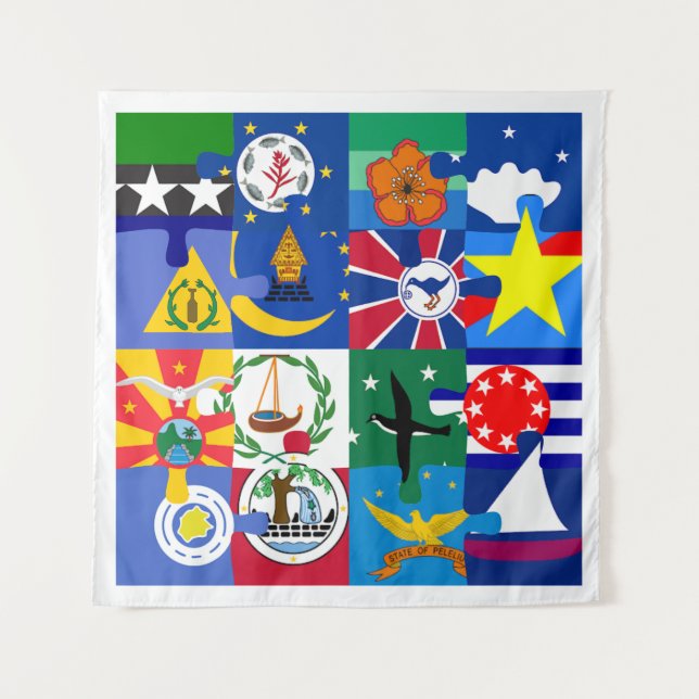 The 16-State Flags of Palau Tapestry (Front)