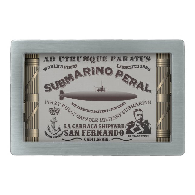 THE 1888 WORLD'S 1ST MILITARY SUBMARINE BELT BUCKLE (Front)