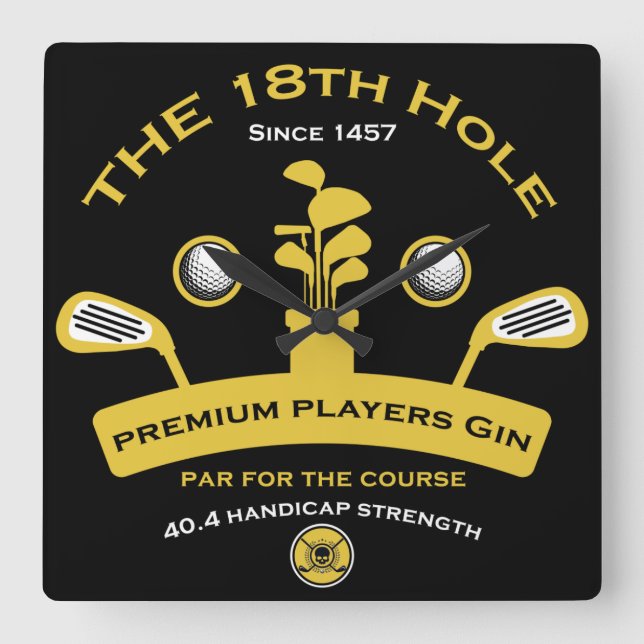 The 18th Golf Hole Funny Golfing Gifts Square Wall Clock (Front)