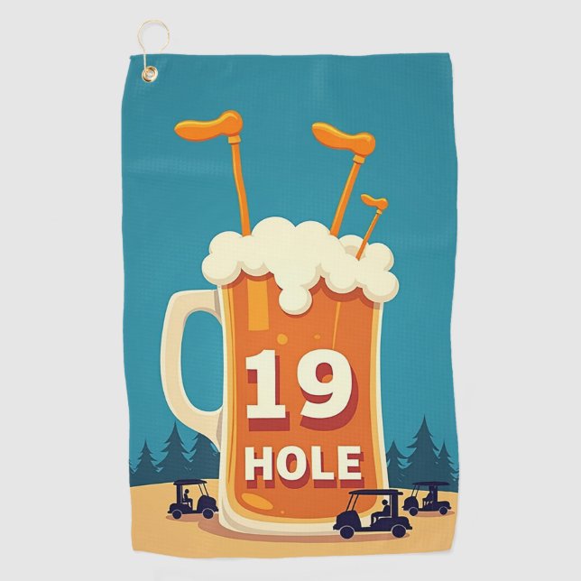 The 19th Hole: A Golfer's Retreat Golf Towel (Front)