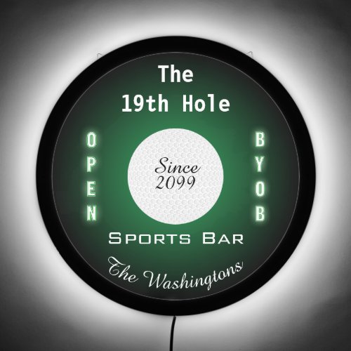 The 19th Hole Golf Golfers Sports Bar LED Sign