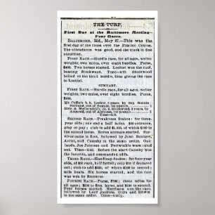 The 1st Preakness - New York Times May 28, 1873 Poster