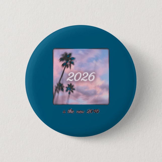 The 2016 Retro Palm Tree Sunset Button (Front)