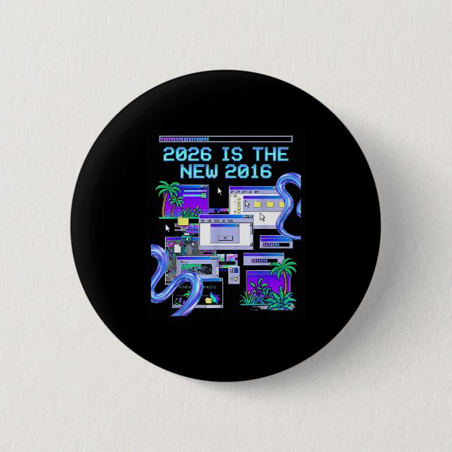 The 2016 Vaporwave Pixel Computer Aesthetic Button (Front)